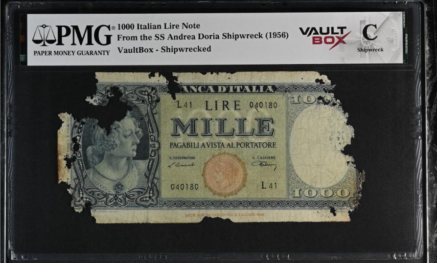 Andrea Doria 1000 Italian Lire Note PMG Shipwreck "C" Front