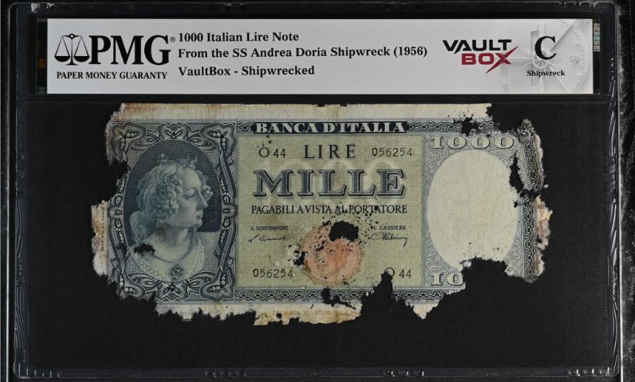 Andrea Doria 1000 Italian Lire Note PMG Shipwreck "C" Front