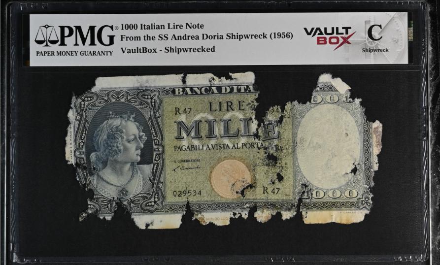 Andrea Doria 1000 Italian Lire Note PMG Shipwreck "C" Front