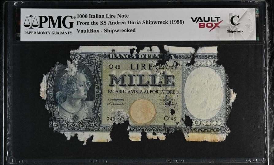 Andrea Doria 1000 Italian Lire Note PMG Shipwreck "C" Front