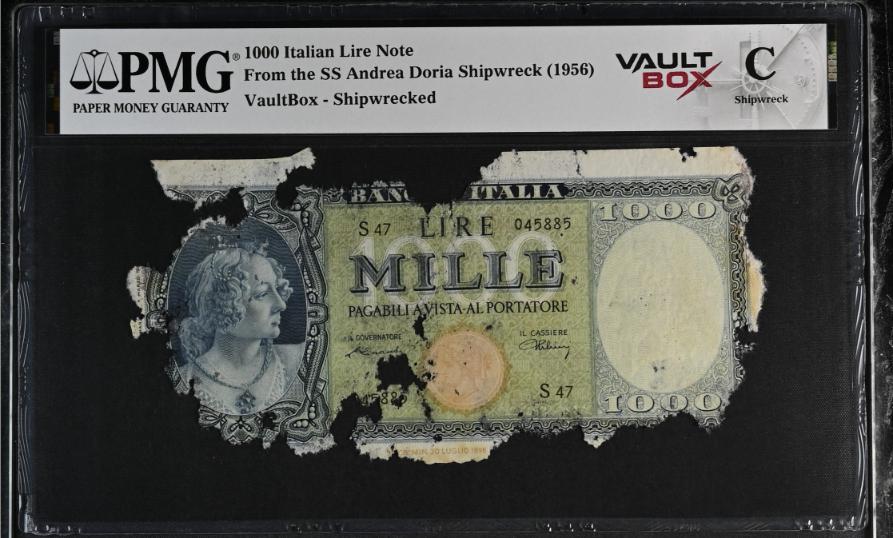 Andrea Doria 1000 Italian Lire Note PMG Shipwreck "C" Front