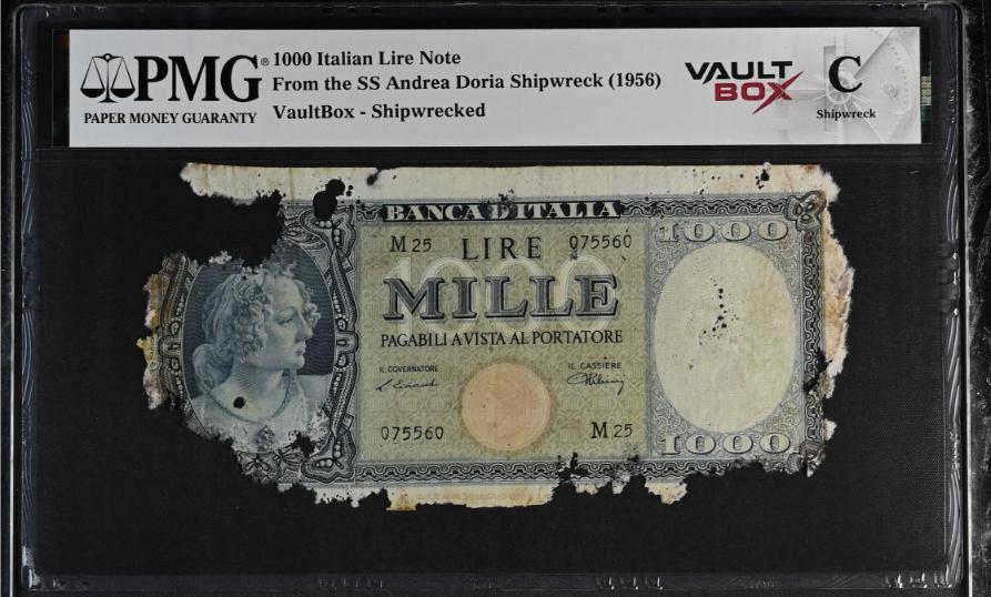 Andrea Doria 1000 Italian Lire Note PMG Shipwreck "C" Front