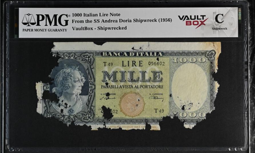 Andrea Doria 1000 Italian Lire Note PMG Shipwreck "C" Front