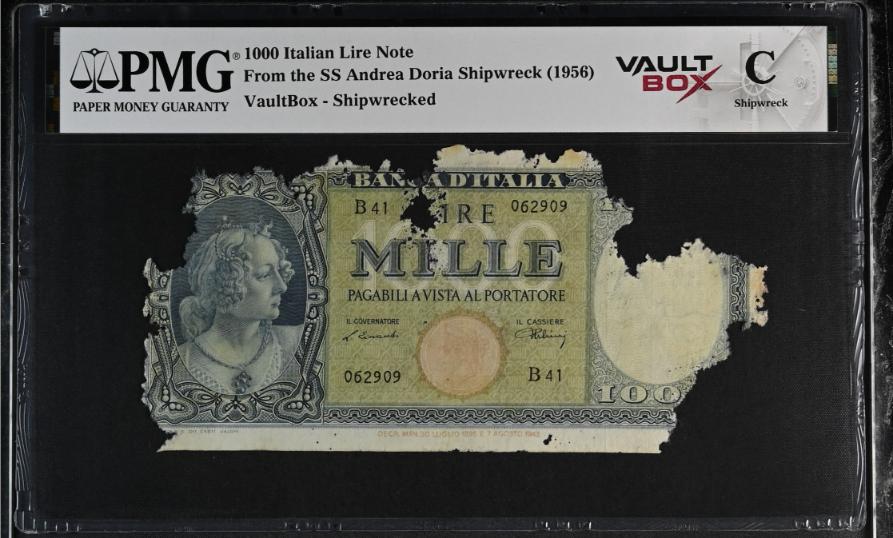 Andrea Doria 1000 Italian Lire Note PMG Shipwreck "C" Front