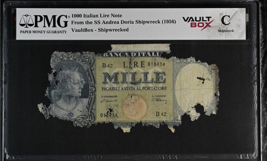 Andrea Doria 1000 Italian Lire Note PMG Shipwreck "C" Front
