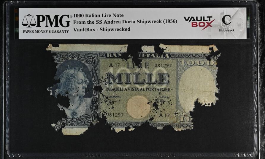 Andrea Doria 1000 Italian Lire Note PMG Shipwreck "C" Front