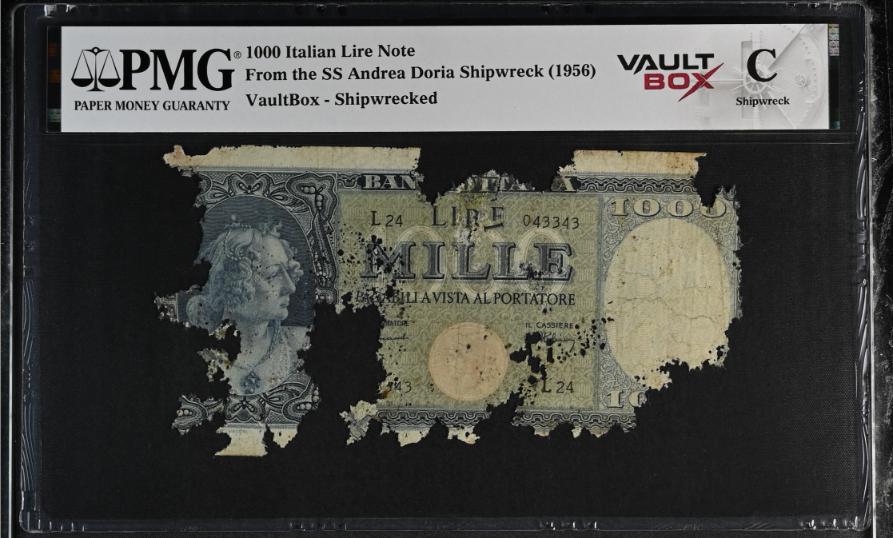 Andrea Doria 1000 Italian Lire Note PMG Shipwreck "C" Front