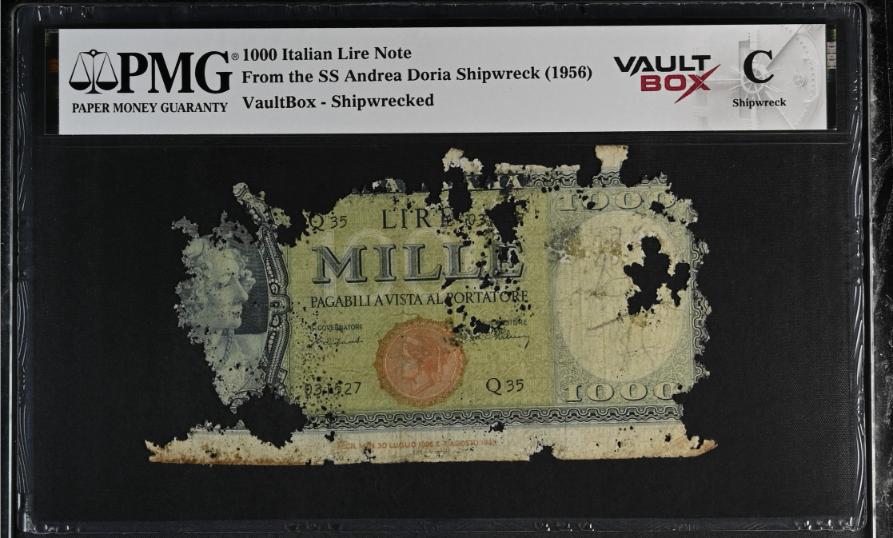 Andrea Doria 1000 Italian Lire Note PMG Shipwreck "C" Front
