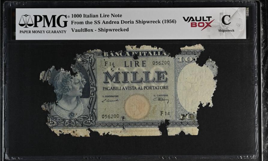 Andrea Doria 1000 Italian Lire Note PMG Shipwreck "C" Front
