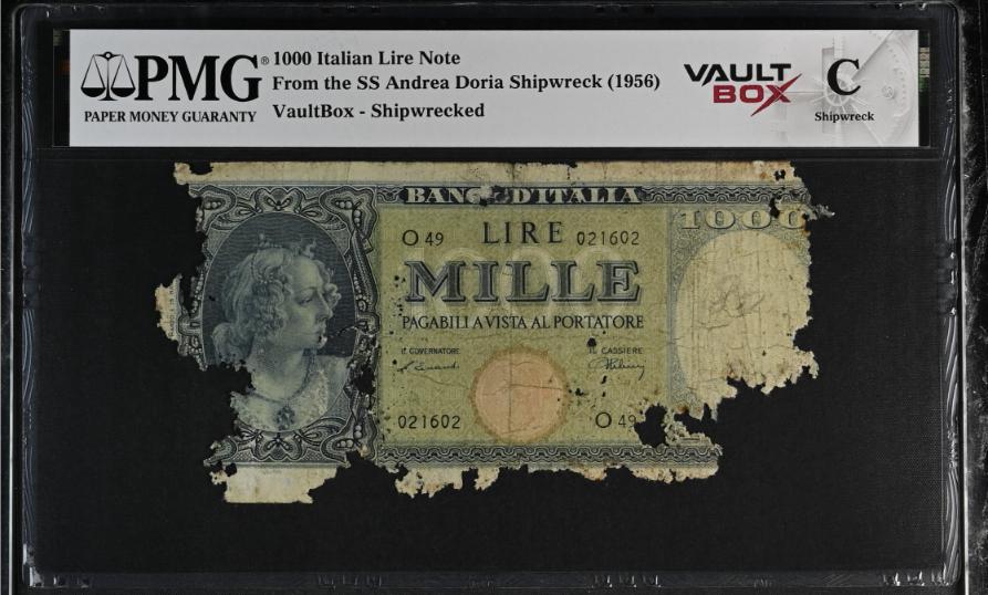 Andrea Doria 1000 Italian Lire Note PMG Shipwreck "C" Front