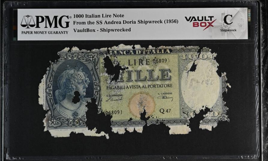 Andrea Doria 1000 Italian Lire Note PMG Shipwreck "C" Front