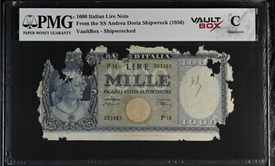 Andrea Doria 1000 Italian Lire Note PMG Shipwreck "C" Front