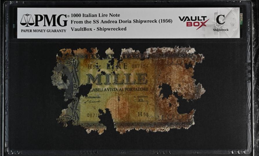 Andrea Doria 1000 Italian Lire Note PMG Shipwreck "C" Front