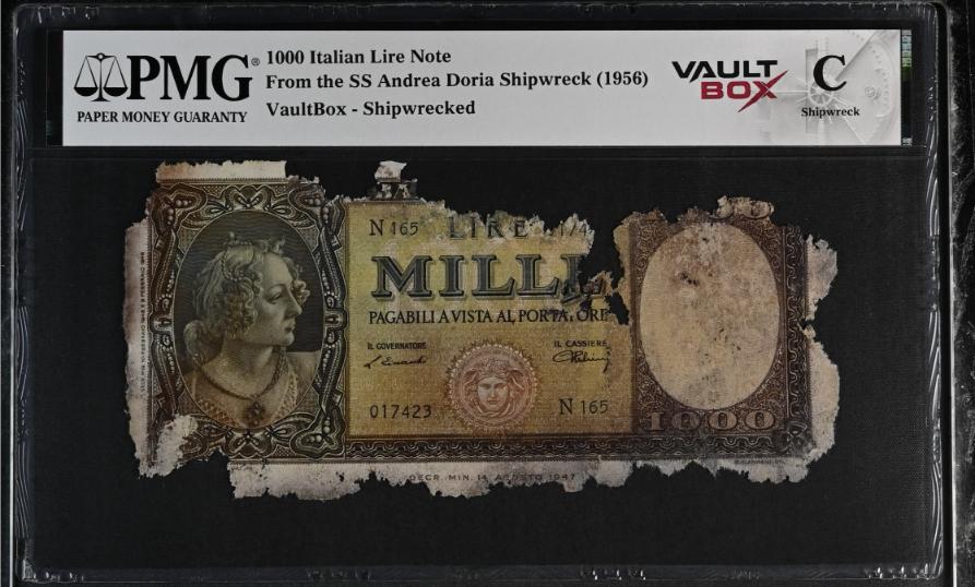Andrea Doria 1000 Italian Lire Note PMG Shipwreck "C" Front