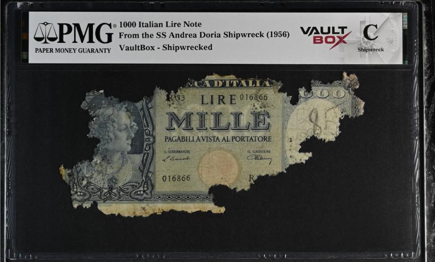 Andrea Doria 1000 Italian Lire Note PMG Shipwreck "C" Front