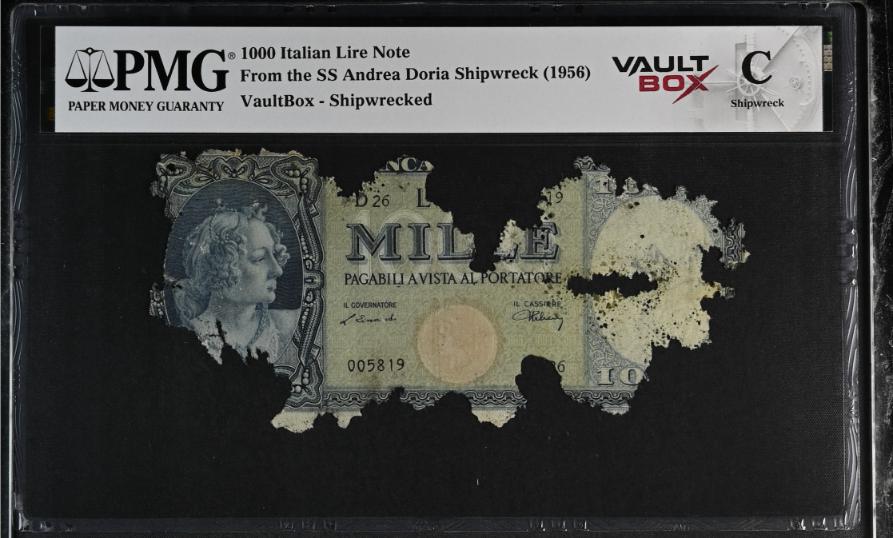 Andrea Doria 1000 Italian Lire Note PMG Shipwreck "C" Front