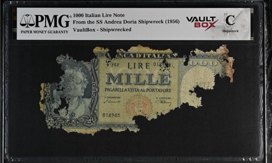Andrea Doria 1000 Italian Lire Note PMG Shipwreck "C" Front