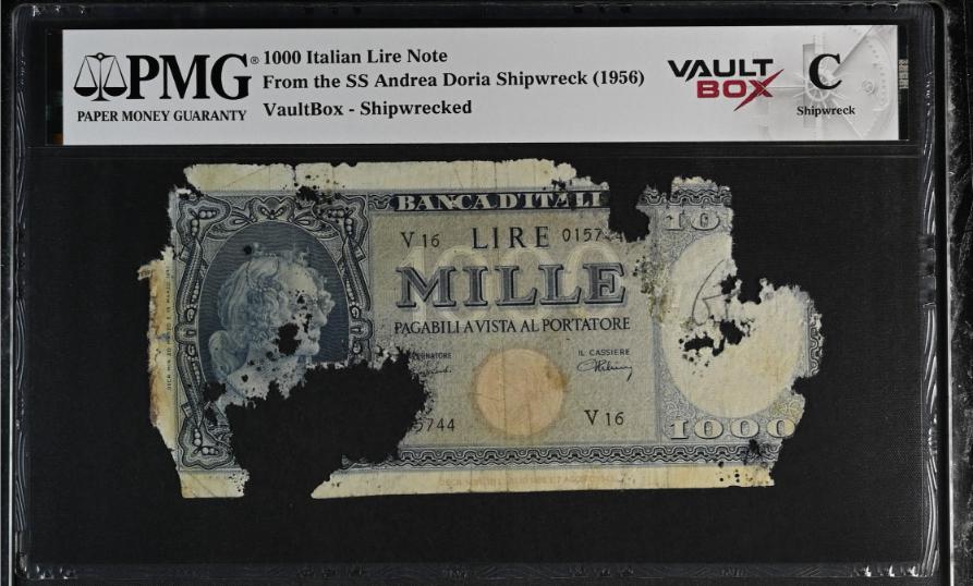 Andrea Doria 1000 Italian Lire Note PMG Shipwreck "C" Front
