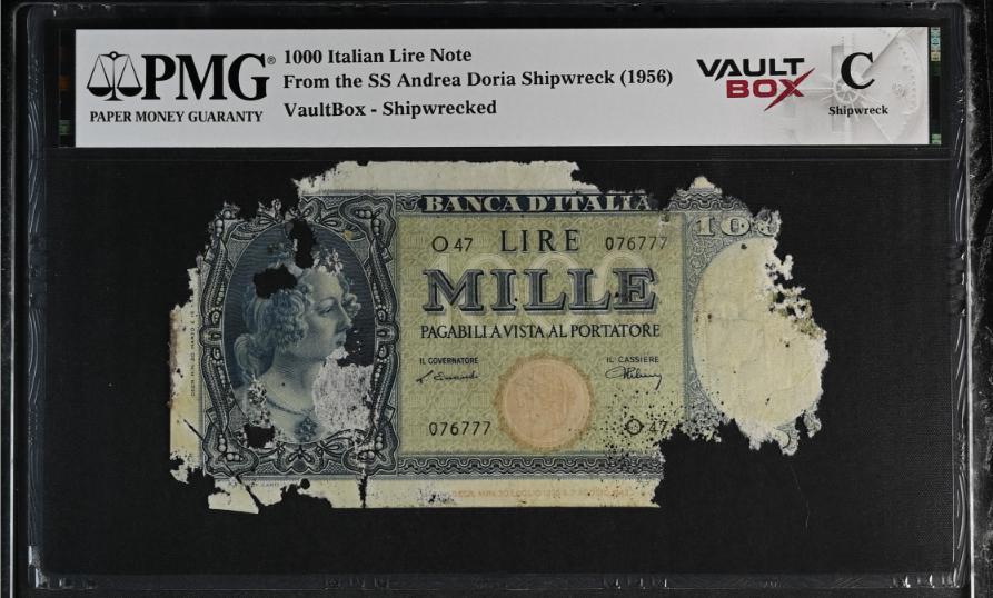 Andrea Doria 1000 Italian Lire Note PMG Shipwreck "C" Front