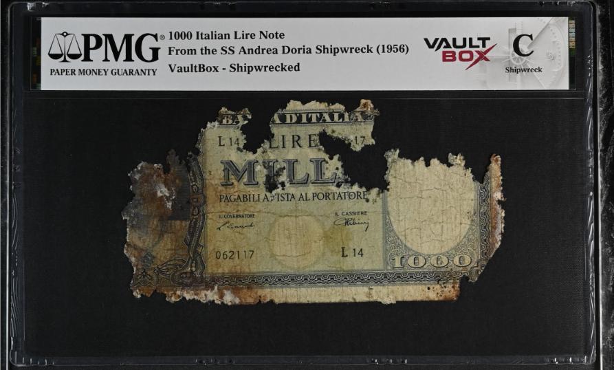 Andrea Doria 1000 Italian Lire Note PMG Shipwreck "C" Front