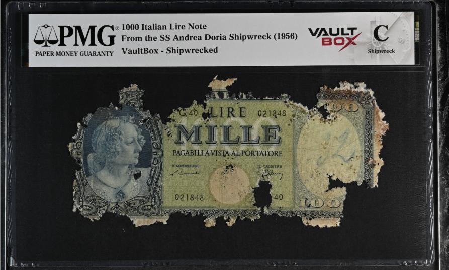 Andrea Doria 1000 Italian Lire Note PMG Shipwreck "C" Front