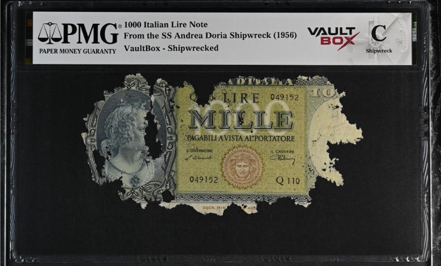 Andrea Doria 1000 Italian Lire Note PMG Shipwreck "C" Front