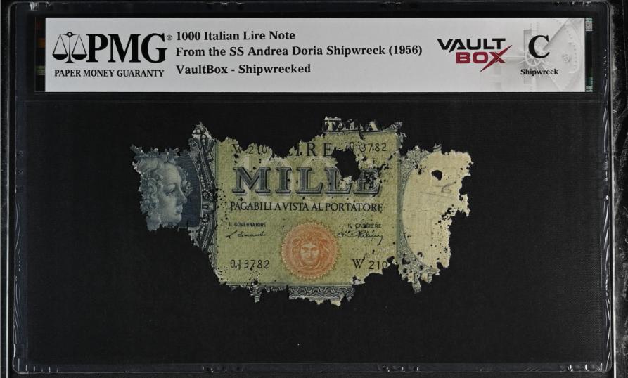 Andrea Doria 1000 Italian Lire Note PMG Shipwreck "C" Front
