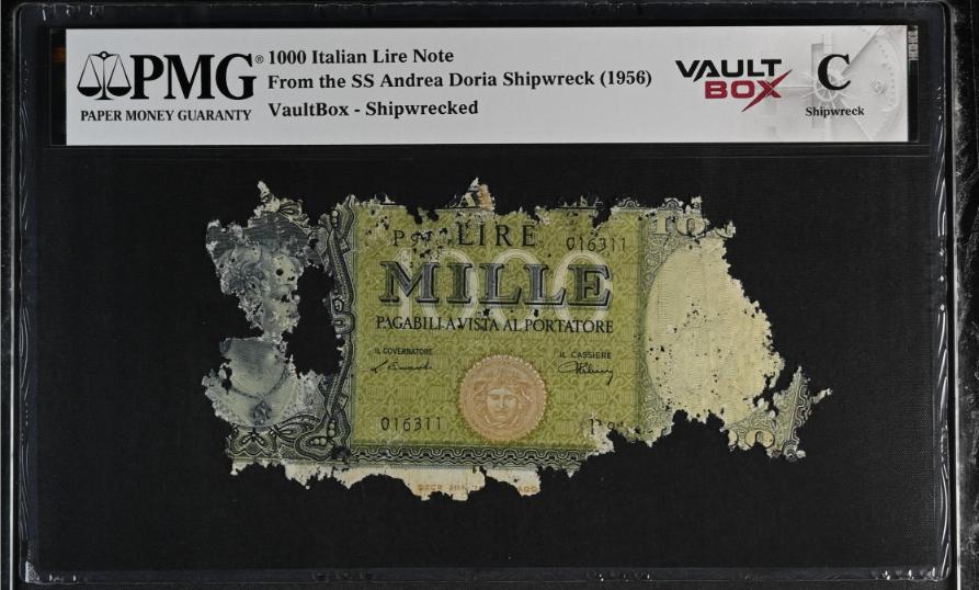 Andrea Doria 1000 Italian Lire Note PMG Shipwreck "C" Front