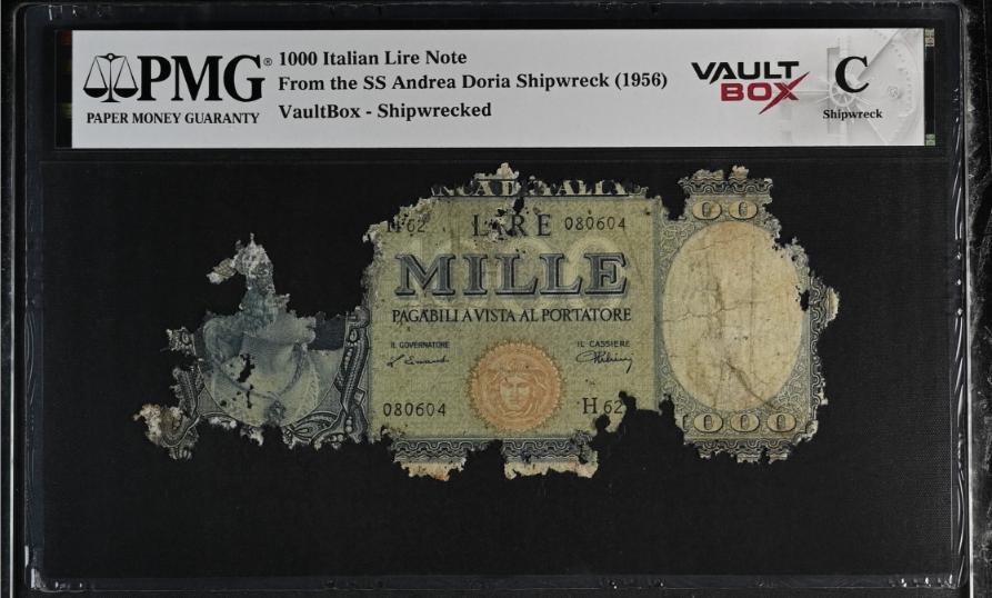 Andrea Doria 1000 Italian Lire Note PMG Shipwreck "C" Front