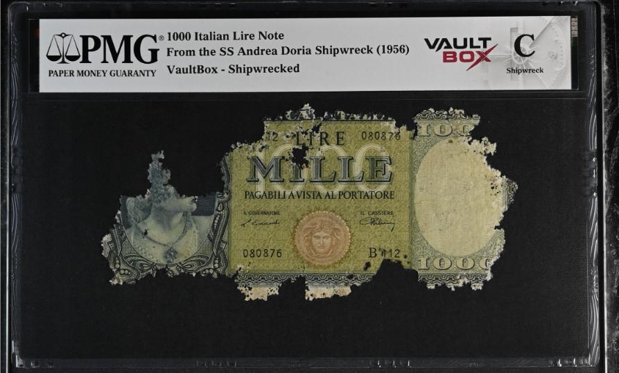 Andrea Doria 1000 Italian Lire Note PMG Shipwreck "C" Front