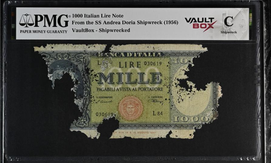 Andrea Doria 1000 Italian Lire Note PMG Shipwreck "C" Front
