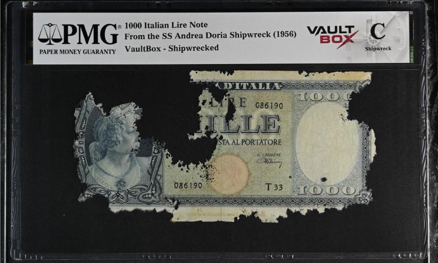 Andrea Doria 1000 Italian Lire Note PMG Shipwreck "C" Front