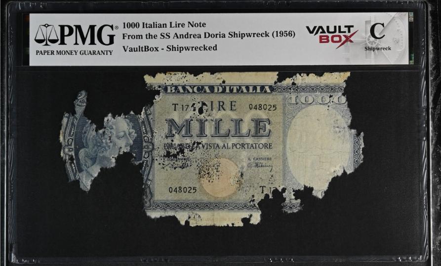 Andrea Doria 1000 Italian Lire Note PMG Shipwreck "C" Front