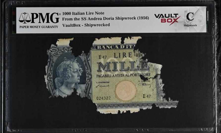 Andrea Doria 1000 Italian Lire Note PMG Shipwreck "C" Front