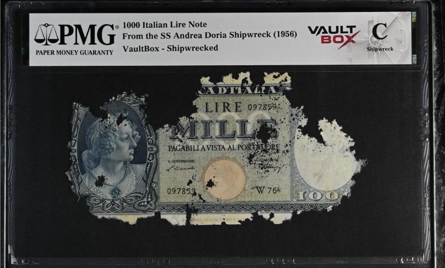 Andrea Doria 1000 Italian Lire Note PMG Shipwreck "C" Front