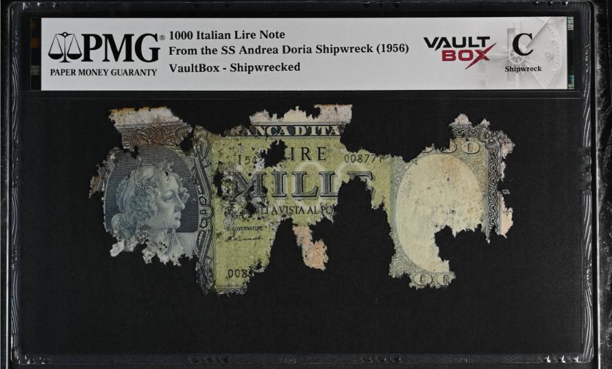 Andrea Doria 1000 Italian Lire Note PMG Shipwreck "C" Front