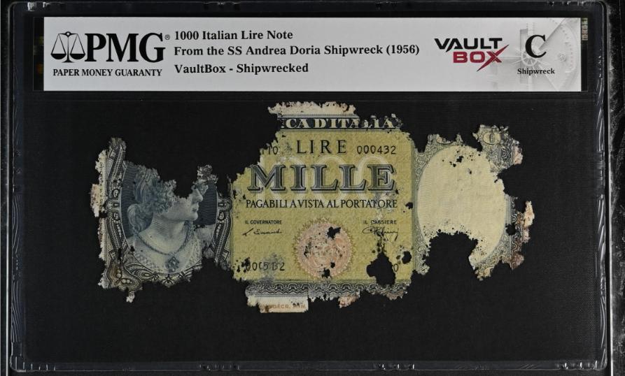 Andrea Doria 1000 Italian Lire Note PMG Shipwreck "C" Front