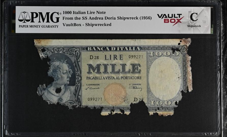 Andrea Doria 1000 Italian Lire Note PMG Shipwreck "C" Front