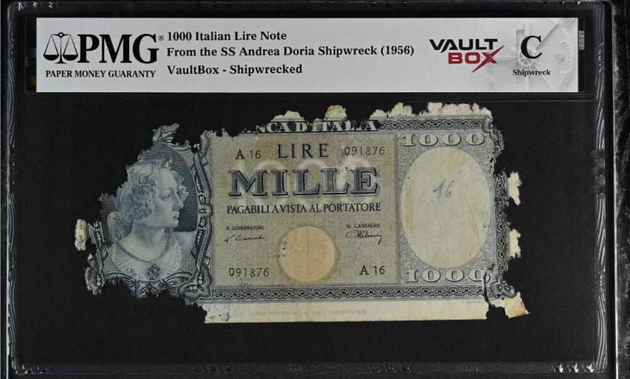 Andrea Doria 1000 Italian Lire Note PMG Shipwreck "C" Front