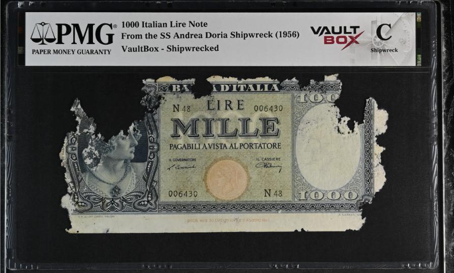 Andrea Doria 1000 Italian Lire Note PMG Shipwreck "C" Front