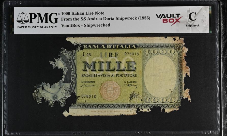 Andrea Doria 1000 Italian Lire Note PMG Shipwreck "C" Front
