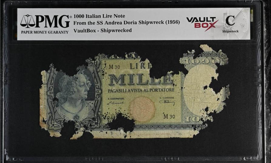 Andrea Doria 1000 Italian Lire Note PMG Shipwreck "C" Front
