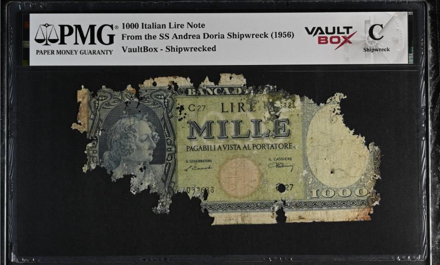 Andrea Doria 1000 Italian Lire Note PMG Shipwreck "C" Front