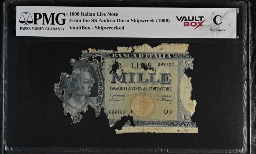 Andrea Doria 1000 Italian Lire Note PMG Shipwreck "C" Front