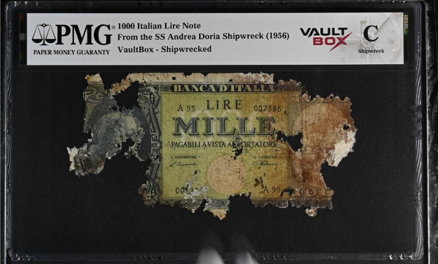 Andrea Doria 1000 Italian Lire Note PMG Shipwreck "C" Front