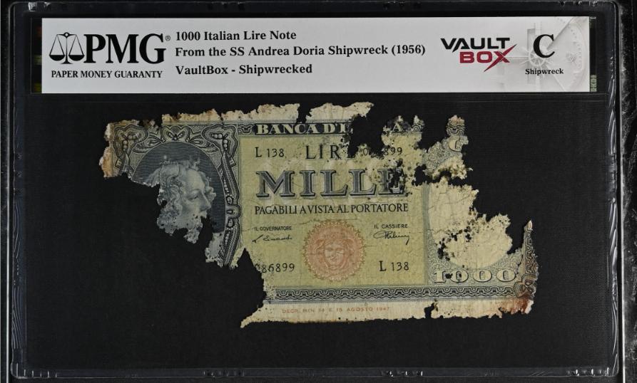 Andrea Doria 1000 Italian Lire Note PMG Shipwreck "C" Front