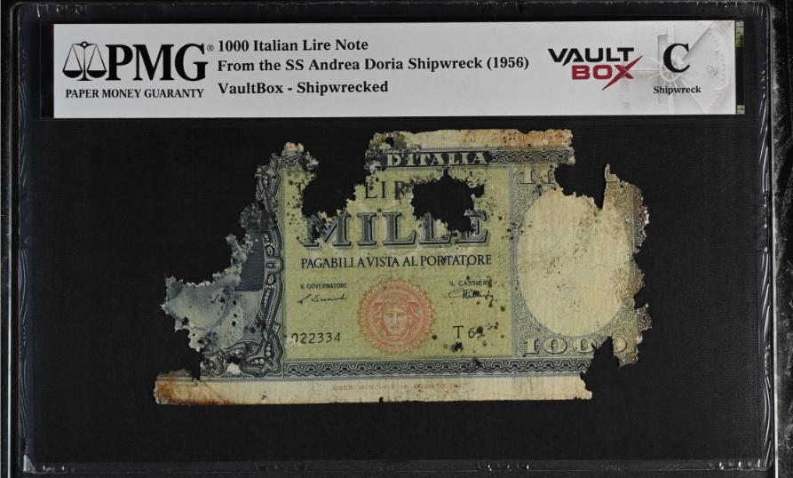 Andrea Doria 1000 Italian Lire Note PMG Shipwreck "C" Front
