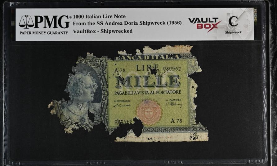 Andrea Doria 1000 Italian Lire Note PMG Shipwreck "C" Front