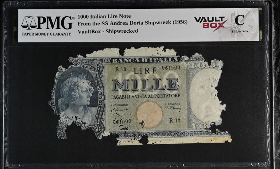 Andrea Doria 1000 Italian Lire Note PMG Shipwreck "C" Front