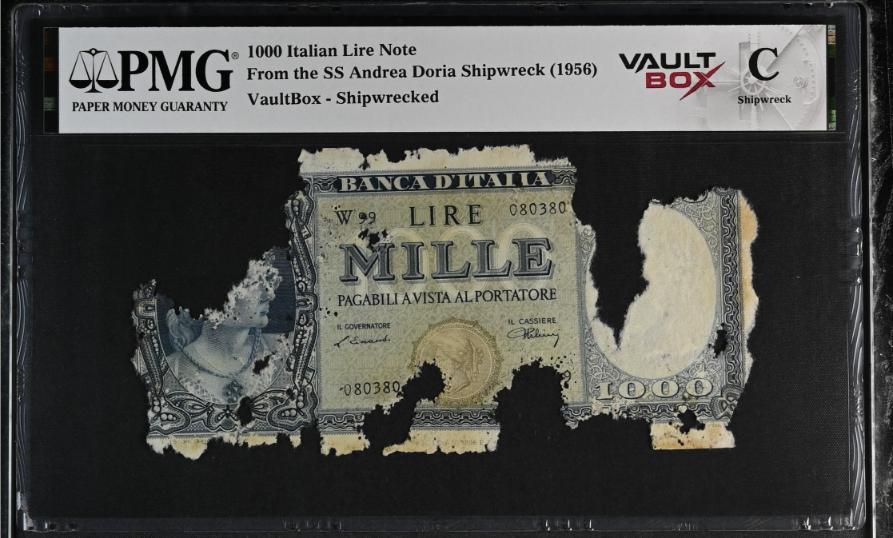 Andrea Doria 1000 Italian Lire Note PMG Shipwreck "C" Front
